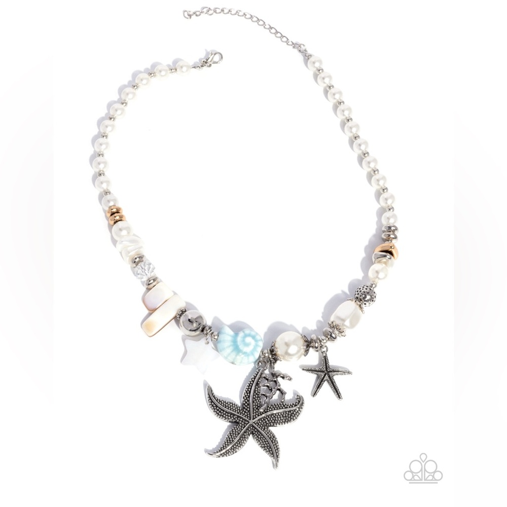 Elegant Silver and White Seashell Necklace